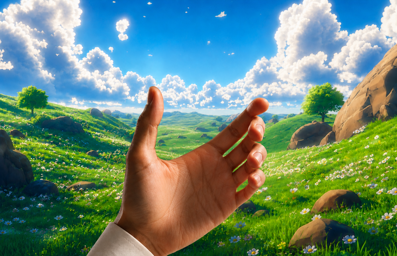 Hand ready to hold a phone with the hotel cross-sell booking flow